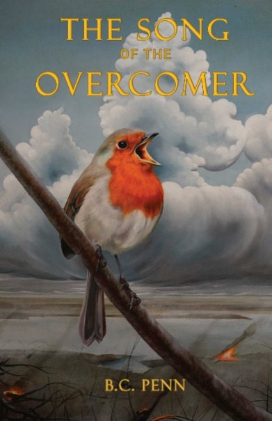 Robin perched above a British farmhouse garden in The Song of the Overcomer