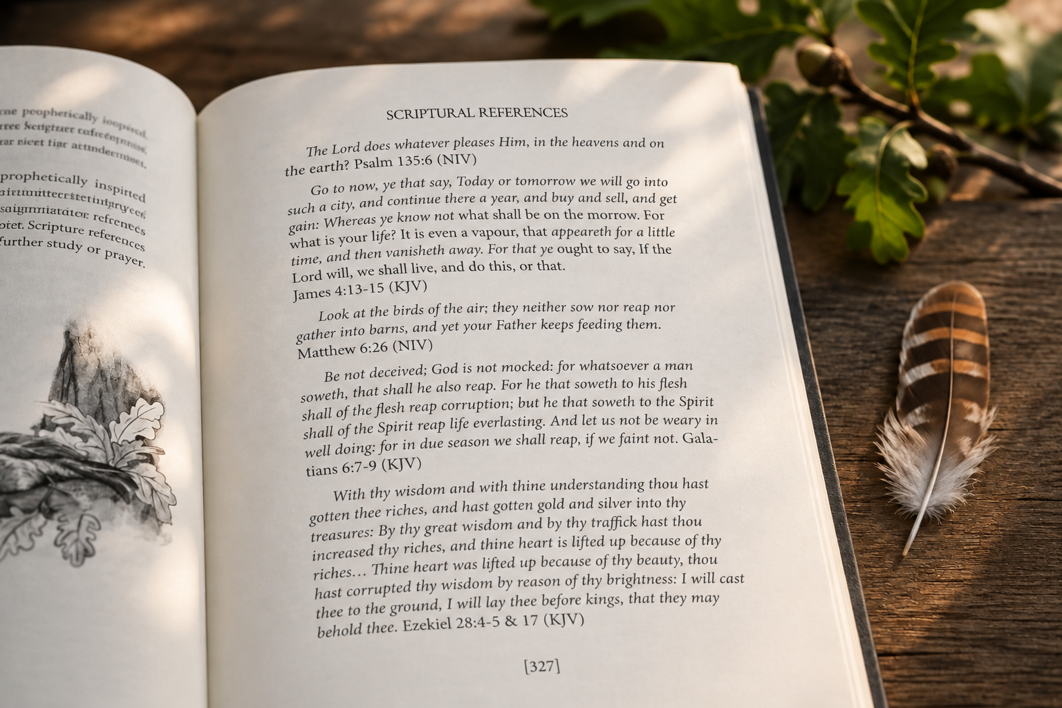 Open copy of The Song of the Overcomer showing its chapter Scripture references